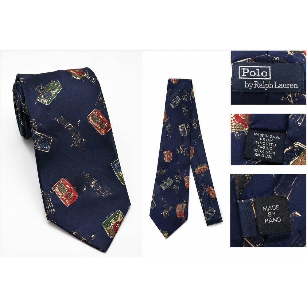 Polo by Ralph Lauren Vintage 100% Silk Radio Music Novelty Made in the USA Tie
